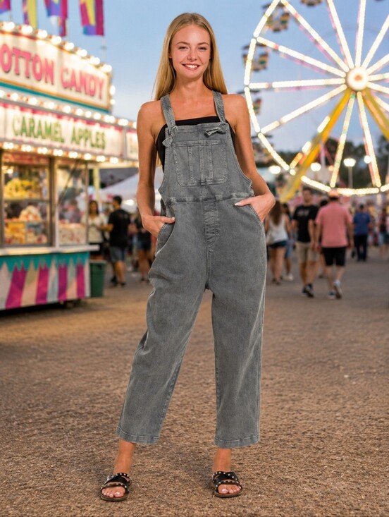 Zenana Outfitters Denim - NWT Zenana Outfitters Gray Denim Women's Overalls - Relaxed Crop